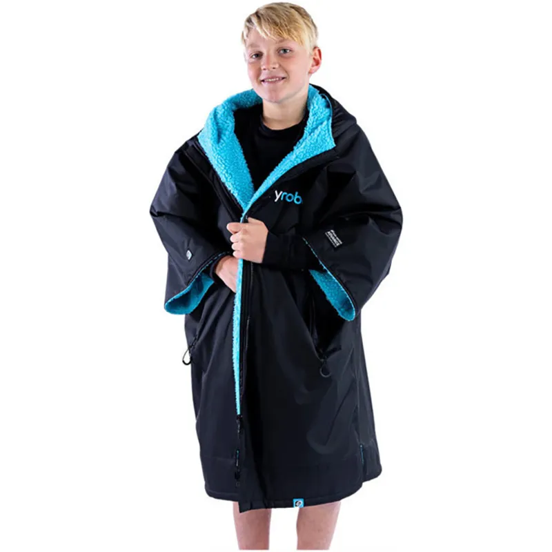 Dryrobe Kids Advance Long Sleeve Robe V3 10-13 yrs Black/Blue-1